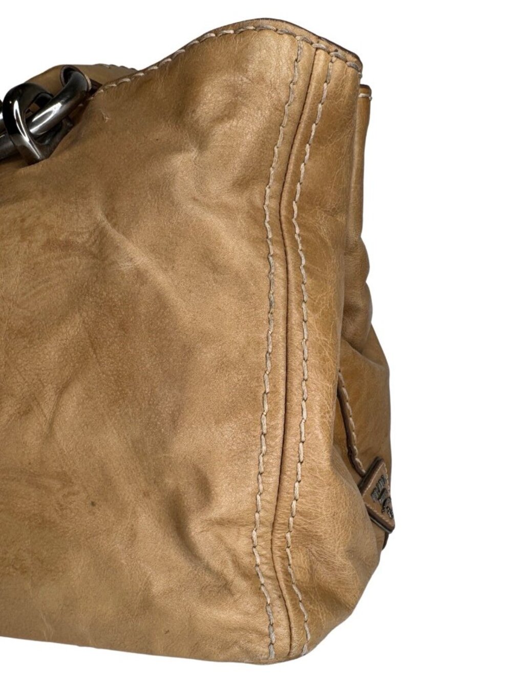 vintage Prada Vitello Shine Turn-Lock bag tan beige calf leather - Picture 9 of 16